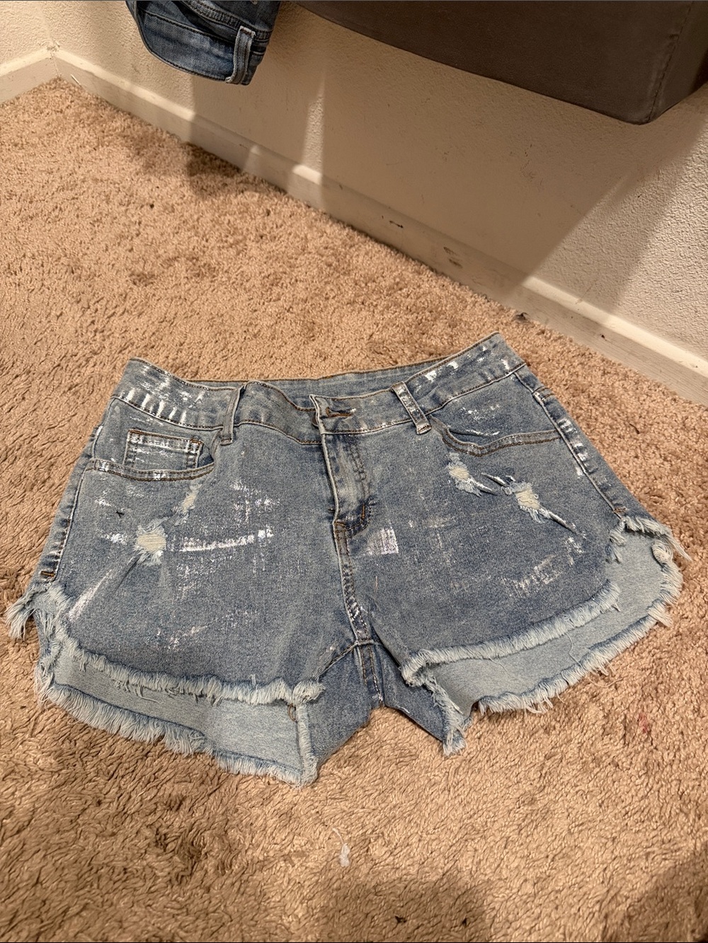 SHEIN Light Blue Distressed Denim Shorts